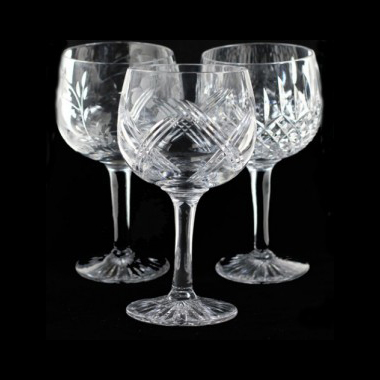 Tutbury Crystal Richmond Cut Wine Glasses Unsigned 13cm Tall 