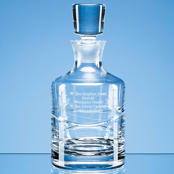 0.75ltr Diamante Round Decanter with Spiral Design Cutting