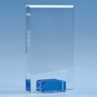 18.5cm Optical Crystal Rectangle with a Cobalt Blue Base